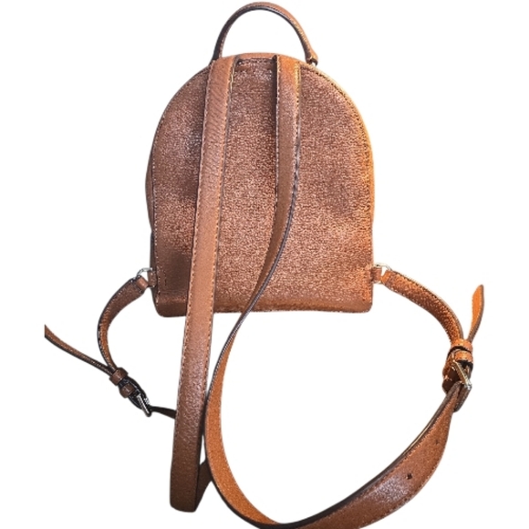 ♠️Kate Spade ♠️ New York LEILA Pebbled Leather Mini Dome Backpack - Brown/Tan - Picture 5 of 12